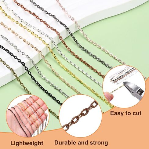 MECCANIXITY 39ft Gold Chain for Jewelry Making,White Paper Clip Necklace Chains Bulk with Jump Rings and Lobster Clasps for Bracelet DIY Crafts-0.12 inch in Saudi Arabia