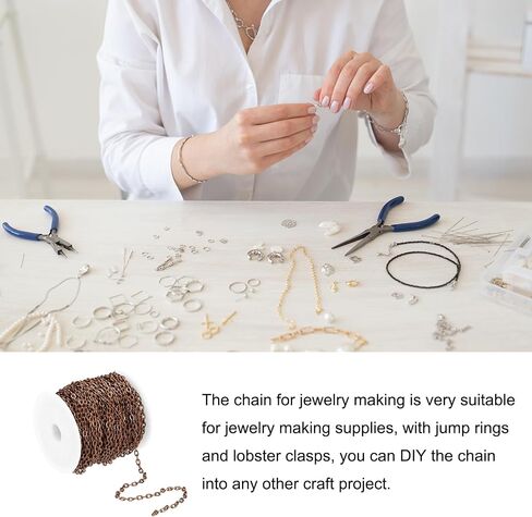 MECCANIXITY 39ft Gold Chain for Jewelry Making,White Paper Clip Necklace Chains Bulk with Jump Rings and Lobster Clasps for Bracelet DIY Crafts-0.12 inch in Saudi Arabia