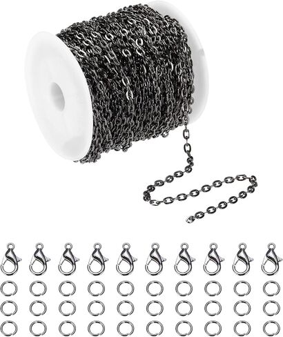 MECCANIXITY 39ft Gold Chain for Jewelry Making,White Paper Clip Necklace Chains Bulk with Jump Rings and Lobster Clasps for Bracelet DIY Crafts-0.12 inch in Saudi Arabia