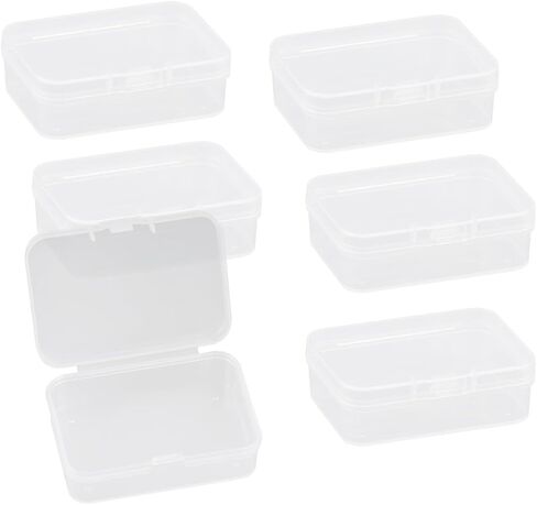 6Pcs Clear Plastic Storage Box, Mini Rectangular Empty Containers Box Case with Lid for Beads Business Cards Pills Small Items (6.5 * 4.5 * 2cm) in Saudi Arabia