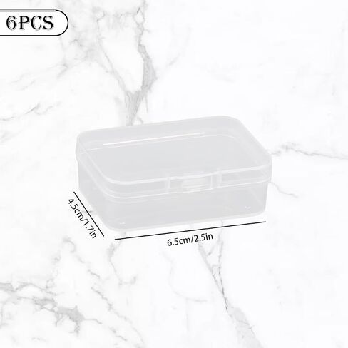 6Pcs Clear Plastic Storage Box, Mini Rectangular Empty Containers Box Case with Lid for Beads Business Cards Pills Small Items (6.5 * 4.5 * 2cm) in Saudi Arabia