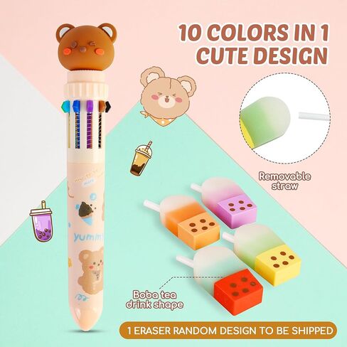 Primo Lines Cylindrical Boba Tea Kawaii Pencil Case Holder 61 PCS Pink Stationary Set Pink Stationery Bag 4 Cute Pens, 53 Stickers, Bubble Sticky Notes and Fun Erasers, Ruler Present Set for gift in Saudi Arabia