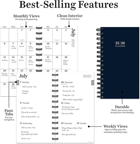 TF Publishing July 2025 - June 2026 Floral Medley Small Small Monthly Planner - 12 شهرًا مخططًا أكاديميًا 2025-2026 مع غطاء متين وورق غير مصقول سميك وربط الأسلاك - 3.5 في × 6.5 في in Kuwait