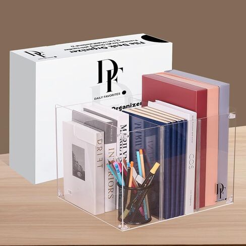 DF Acrylic File Holder with Handles - Acrylic File Organizer - Clear File Box for Letter Size/A4 Folder Holder - Desktop Hanging File Organizer - Acrylic Folder Holder for Home Work Office in Kuwait