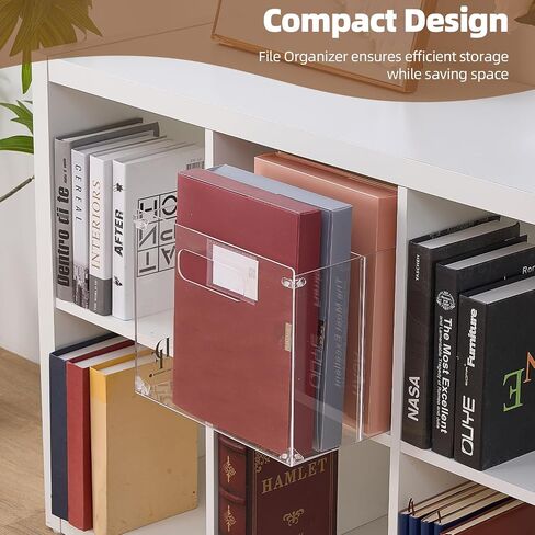 DF Acrylic File Holder with Handles - Acrylic File Organizer - Clear File Box for Letter Size/A4 Folder Holder - Desktop Hanging File Organizer - Acrylic Folder Holder for Home Work Office in Kuwait
