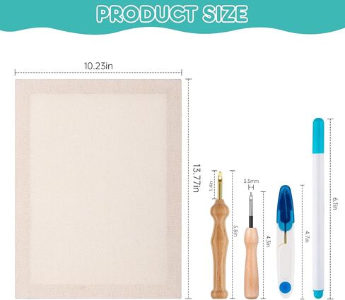 2PC 10.2''x10.2'' Punch Needle Frame,Punch Needle kit Includes 2 Wooden Frame Covered with Monks Cloth, 3.5mm and 5mm Punch Needles, a Marking Pen and Scissors for DIY Craft Decoration in Kuwait