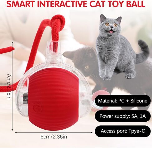 Speedy Tail 2.0,Speedy Tail Cat Toy,Speedy Tail 2.0 Cat Toy,Interactive Cat Toy Balls for Indoor Cats,Two Speed,USB Rechargeable Smart Self Rolling Automatic Cat Toy Ball with Speedy Tail(Orange) in Kuwait