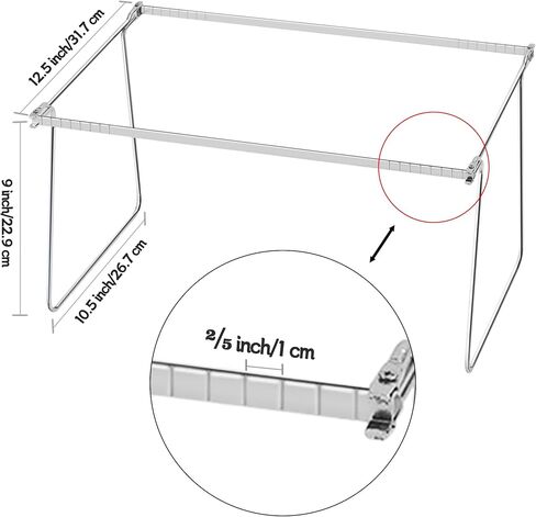 2 Packs Hanging File Folder Frame,Heavy Duty Steel Hanging File Organizer,File Cabinet Rails,Adjustable 11 to 17.4 Inches in Kuwait