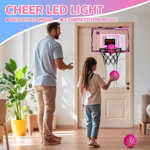 Mini Kids Basketball Hoop Indoor, Christmas Birthday Gifts for Kids, Over The Door Basketball Hoops with 3 Balls, Led Light Electronic Scoreboard, Boys Toys Age 5 6 7 8 9 10 11 12+ Year Old in Saudi Arabia
