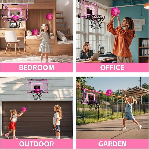 Mini Kids Basketball Hoop Indoor, Christmas Birthday Gifts for Kids, Over The Door Basketball Hoops with 3 Balls, Led Light Electronic Scoreboard, Boys Toys Age 5 6 7 8 9 10 11 12+ Year Old in Saudi Arabia