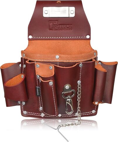 TRUTUCH Dark Maroon Leather Carpenter Tool Pouch/Belt | Heavy Duty Tool Pouch/Bag | 5 Pockets | Drywall Tool Pouch | Leather Tool Belts For Men | Construction | Framers | Plumbers | Electrician in Saudi Arabia