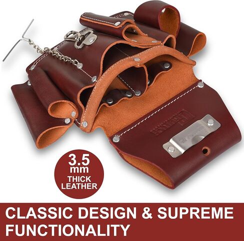 TRUTUCH Dark Maroon Leather Carpenter Tool Pouch/Belt | Heavy Duty Tool Pouch/Bag | 5 Pockets | Drywall Tool Pouch | Leather Tool Belts For Men | Construction | Framers | Plumbers | Electrician in Saudi Arabia