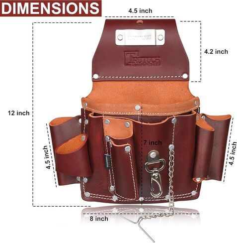 TRUTUCH Dark Maroon Leather Carpenter Tool Pouch/Belt | Heavy Duty Tool Pouch/Bag | 5 Pockets | Drywall Tool Pouch | Leather Tool Belts For Men | Construction | Framers | Plumbers | Electrician in Saudi Arabia