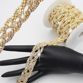 PEARLY JUN 1 Yard Rhinestone Trim Chain Silver Rhinestone Stringing DIY Jewelry Wedding Party Bracelets Craft Bridal Bouquets Embellishment Accessories