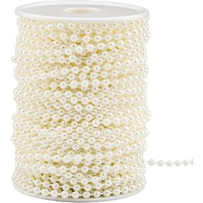 12mm Pearl Beads String, Ivory Pearls for Crafting Imitation Decorative Beads Garland 5.5 Yds, Wedding Party Valentine Christmas Tree Decorations