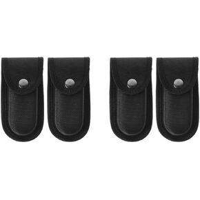 4 Pcs Nylon Pocket Sheath Portable Folding Storage Case Utility Tool Pouch Organizer with Belt Clip for Electrician Carpenter Technician, 5.43 X 2.36 X 2.36 Inch, Black