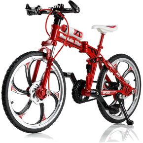 1:8 Scale Die-Cast Alloy Mini Mountain Bike Foldable Bicycle Model Toy Finger BMX Toy Desktop Decoration Crafts for Cycling Lovers (Blue)