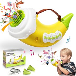 Animal Caller Toys for Kids 3-8, Hunting Toy with 2 Mode 30 Sounds, 5 Levels Lights, Outdoor Discovery Play with 8" Horn Voice Changer Toys for Boys & Girls Ages 3+ (Yellow)
