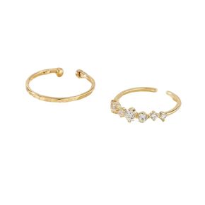 Womens toe ring. Gold colored with faux diamond. Ladies beach ring. Adjustable toe rings. One size. Set of two.