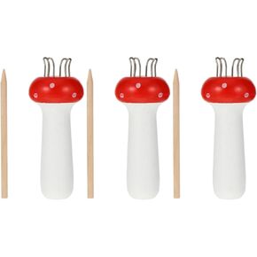 STOBOK 3pcs Knit Spool Knitter French Knitter Red Mushroom Shaped Knitter Wood Mini Knitted for DIY Crafting