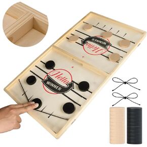 Extra Large Size Fast Sling Puck Game Test Your Speed and Accuracy with This Large Size Fast Action Wooden Air Hockey Board Game 22"x12"