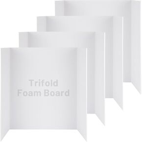 Mat Board Center, 4 Pack 40x30 White Trifold Foam Core Boards, 3/16" Thick Acid Free Poster Board for Display, Presentation and Projects