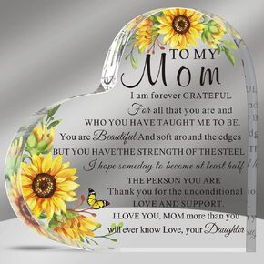 Kathfly Mother's Day Gifts Birthday Gifts for Mom from Daughters Son Meaningful Ideal Acrylic Heart Keepsake Paperweight for Mother's Day Anniversary