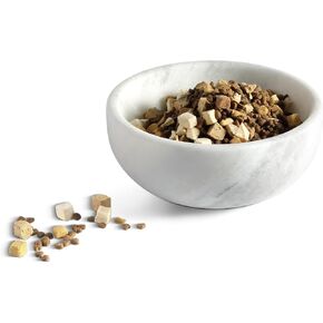 White Dog Bowl, Marble Dog Food Bowl, Non-Slip Water Dish Large, Heavy Duty Pet Bowl for Large Dogs, African Natural Marble, Holds 6 Cups(6lbs)