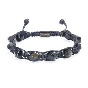 Golden Obsidian Beaded Bracelets for Men Women- COLORFEY Handmade Obsidian Gemstone Bracelet Mens Rope Bracelet Unique Faceted Bead Set, Natural Protection Crystals Bracelet Energy Gifts for Teens Son