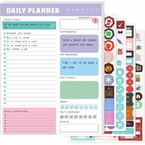 WD&CD 60-Sheet Planning Pads with 4 Sticker Sheets – Premium Tear-Off Notepads for Daily Tasks, Goal Setting, and Productivity | Perfect for Office, School, and Home Use