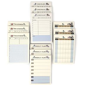 Mini Daily Weekly Monthly Planner Notepad Time Scheduler Checklist To Do List Self-stick Sticky Notes Memo Pads for Office School Home(12Packs, Total 720sheets)