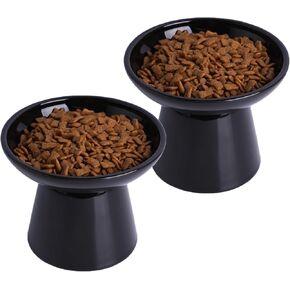 6.2 Inch Extra Wide Elevated Ceramic Cat Bowls, Food and Water Bowl Set for Elder Big Cats Small Dogs, Raised Design for Pet Easy Eating, Protect Cat's Spine Set of 2(Light Green)