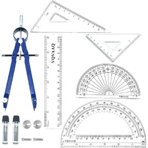 6 قطعة مجموعة مدرسة هندسة ، 6 في 1 أداة مع Compass ، المسطرة الخطي ، مجموعة المربعات ، المنقلة ، حاكم المثلث (6 أجزاء الأزرق)