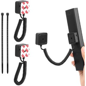 WALLFID 2-Pack Magnetic Remote Control Holders with Spring Ropes - Safely Secure TV Remotes & Small Items, Wall-Mount with Adhesive, Anti-Loss, Rapid Adsorption, Extendable Spring.(Black, 2 Pack)