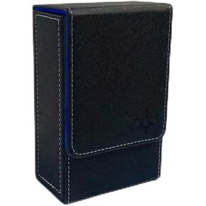 Black Tarot Card Holder with Blue Interior; Fold Top Tarot Card Box Case with Magnetic Lid Closure; Fits Standard Tarot Card Deck