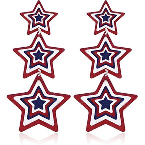 American Flag Earrings for Women 4th of July Independence Day Earrings Red White Blue Star Fireworks Celebration Earring Holiday Acrylic Jewelry Gifts (001) in Saudi Arabia