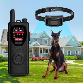 2-in-1 Wireless Dog Fence System and Training Remote Electric Fence Pet Containment Waterproof Collar Safe Adjustable Boundary Rechargeable Easy Operation for 1 Dog