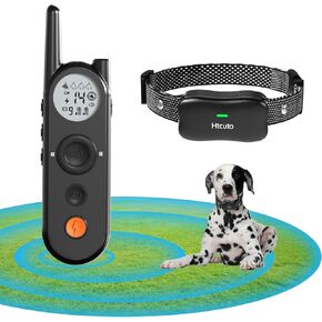 Wireless Dog Fence & Electronic Training Collar 2 in 1, 3500FT Wireless Fence, 6100FT Remote Training, IPX7 Waterproof Collar 185 Days Rechargeable Battery (Black 1v1)