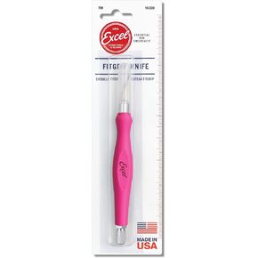 Excel Blades Fit Grip Craft Knife With #11 Ultra-Sharp Carbon Steel Angled Blade – Precision Hobby Knife with Contoured Rubberized Grip for DIY, Art Crafts, and Model Projects – Pink, Made in the USA