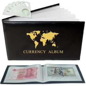 Paper Money World Corrency Collection Book Binder ، 40 Siles Dollar Acders for Protector/Collector (Binder Currency Currency Binder)