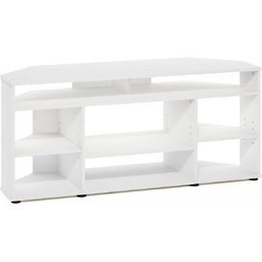 Furinno Turn-N-Tube Easy Assembly 4-Tier Petite Entertainment Center / TV / TV Unit / TV Desk ، Stainless Steel ، Americano / Chrome