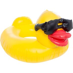 Game 5000-BB Giant Derby Float, Fun Rubber Duck, Quick-Fill Valves Pool Rafts & Inflatable Ride-ons, 300 lb Capacity, Built-In Cup Holders, 81" L x 76" W x 44" T