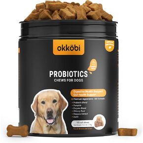 Probiotics for Dogs Chews 150PCs - Digestive, Gut Health & Diarrhea Support - Probiotic Chews for Dogs - Vet Approved US Formula with Dog Probiotics, Enzymes & Natural Ingredients - Chicken