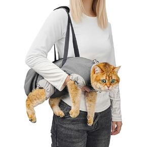 Cat Carrier Pouch, Soft Cat Carrier and Soothing Cat Grooming Bag, Breathable Cat Restraint Bag for Nail Clipping Vet Visits Medication Dental Care and Traveling Black L