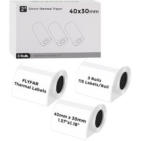 Direct Thermal Labels,1.57''X1.18'' (40 x 30 mm)Thermal Label Sticker,Thermal Printer Labels for UPC, Barcodes, Postage, Address,Compatible with Most Desktop Label Printers, 115 Labels, 3 Rolls