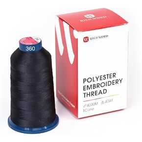 Richword Black Embroidery Thread 4000M(4374Y) 40WT Polyester Thread 100 Colors Selected for Commercial Multi Needles and Single Needle Embroidery Machine 0402 in Kuwait