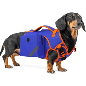 SUNFURA Small Dog Life Jacket, High Flotation Dog Life Vest for Swimming Boating, Pet Swimming Vest with Rescue Handle, Adjustable Pet Floating Swimsuit for Puppy Chihuahua Dachshund, Red XS