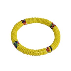 Tembo Crafts Africa - Handmade Bangle - Maasai Beaded Bracelet - Yellow - Handmade From Africa KB68