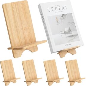 4 PCS Bamboo Book Stand for Display Book Book حامل Easel Collector عرض العودة إلى المدرسة الهدية لألبوم المكتب المنزلي CD Magazine Comic Postcard Pictuct