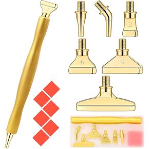 Metal Diamond Painting Pen Accessories Tools Set,1PCS Diamond Art Pen and 6Pcs Metal Screw Thread Multi Placer Tips,Metal Diamond Painting Drill Pens for DIY Diamond Art